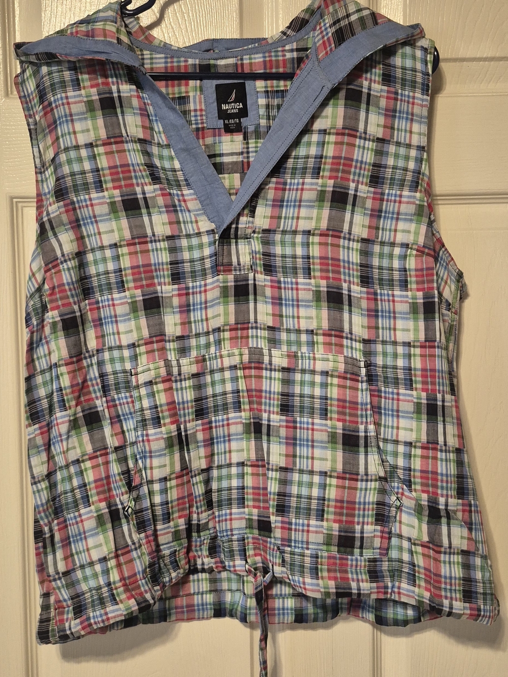 Nautica Women Multicolor Plaid Sleeveless Hooded